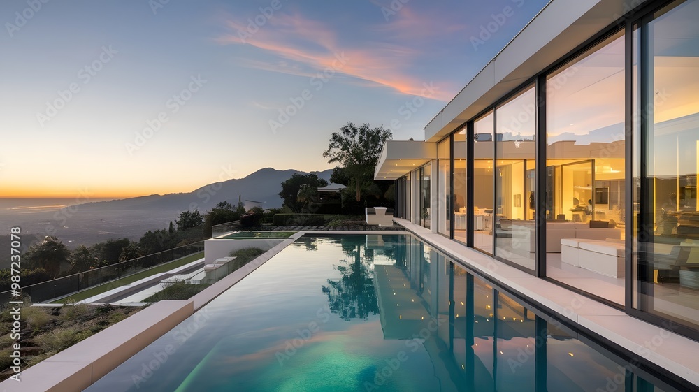 Obraz premium Stunning modern design house with pool