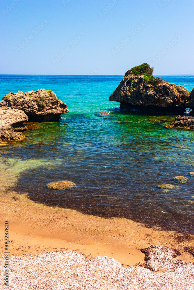 Beautiful sunny view of one of the Zakynthos beaches