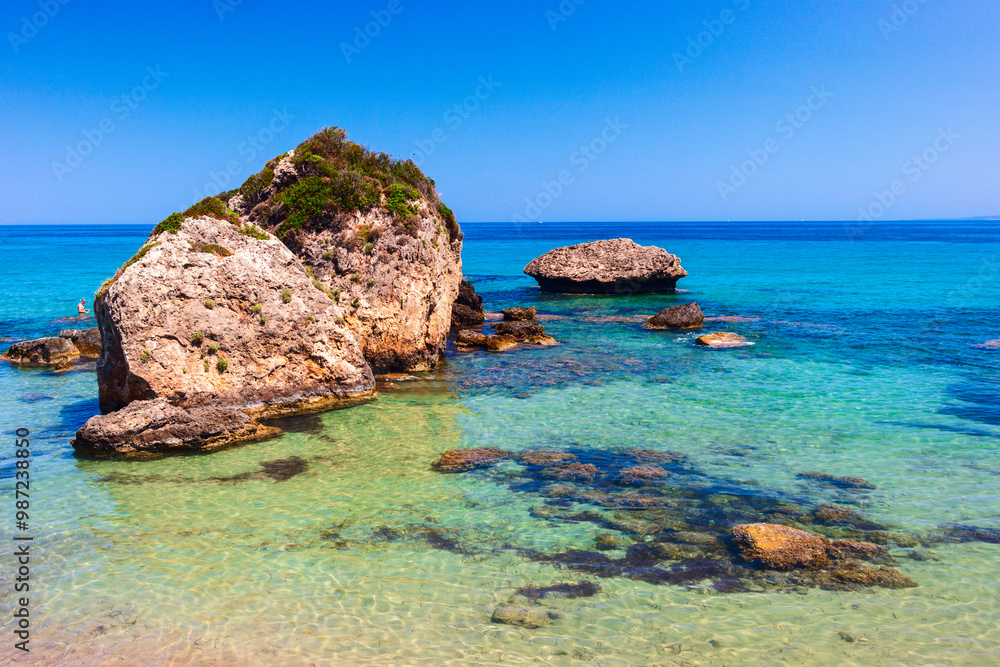 Beautiful sunny view of one of the Zakynthos beaches