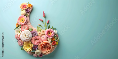 Fototapeta Naklejka Na Ścianę i Meble -  Human stomach designed with pastel-colored flowers, anatomy, digestive system, organ, stomach, floral, flowers