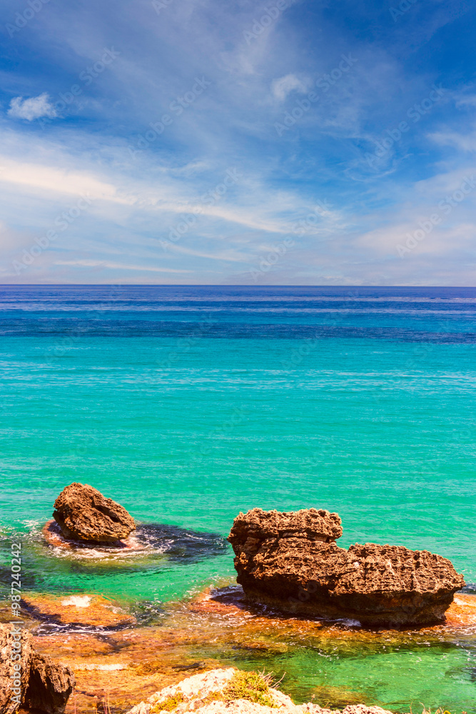 Beautiful sunny view of one of the Zakynthos beaches Beautiful sunny view of one of the Zakynthos beaches