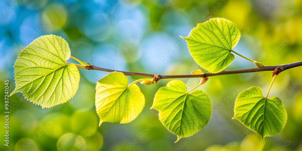 Close-up of a twig of linden tree , Linden, green, nature, branch, leaf, textured, organic, plant, close-up, natural Close-up of a twig of linden tree , Linden, green, nature, branch, leaf, textured, organic, plant, close-up, natural