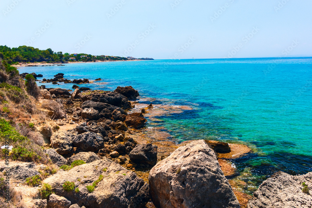 Beautiful sunny view of one of the Zakynthos beaches Beautiful sunny view of one of the Zakynthos beaches