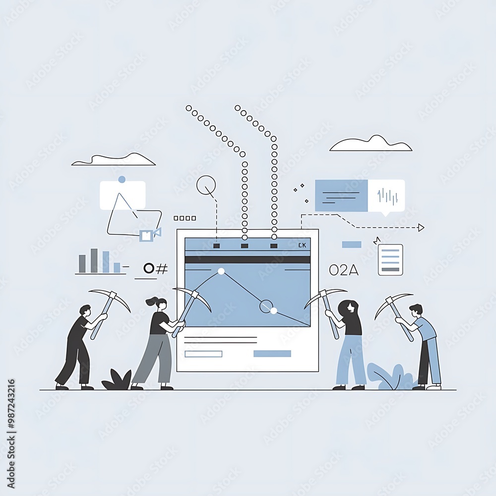 Obraz premium Creative digital data mining concept with vibrant modern interface elements