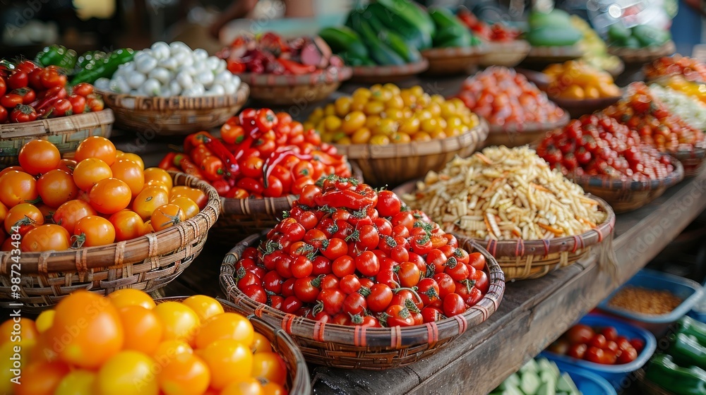 Vegetables sold in traditional market at Indonesia Vegetables sold in traditional market at Indonesia