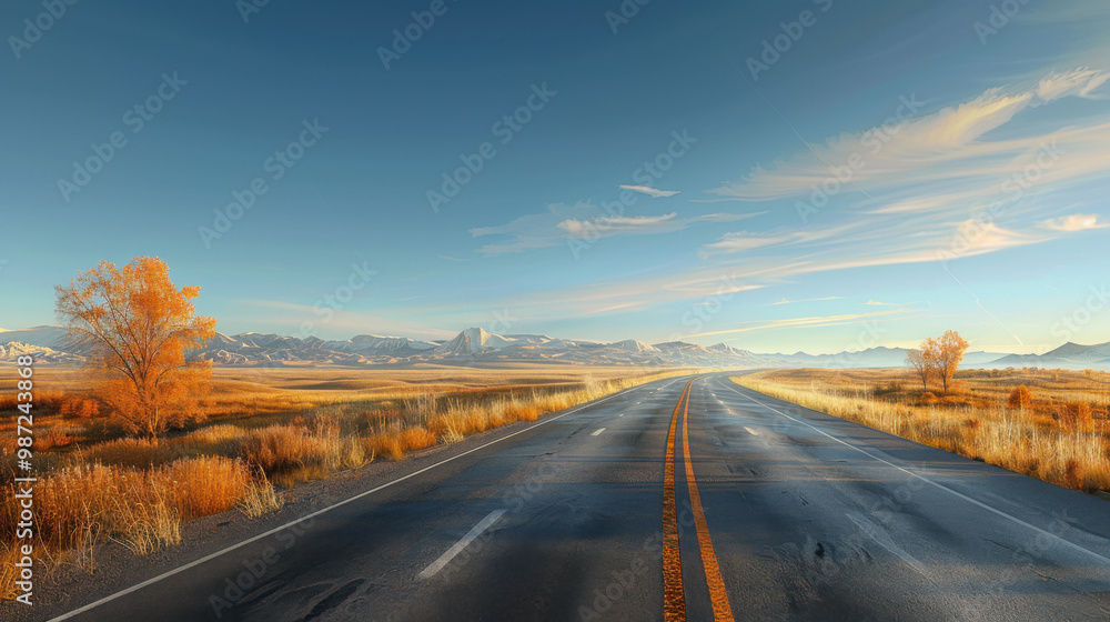 Fototapeta premium Empty Road Through Mountains