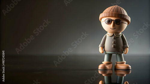 Stylish clay character with reflective pose and attitude, clay, character, figure, sculpting, creative, posing, fashion photo