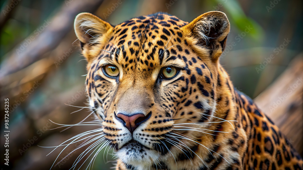 Obraz premium Close up photography of a brown and black leopard, leopard, close up, wildlife, animal, nature, pattern, fur, spots