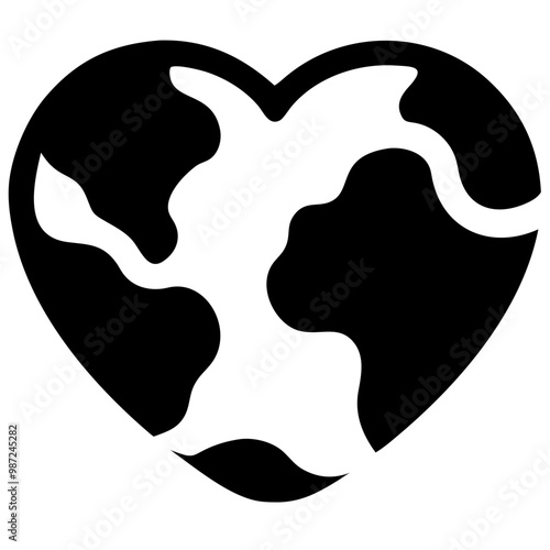 Heart-shaped Earth graphic symbolizing love for the planet