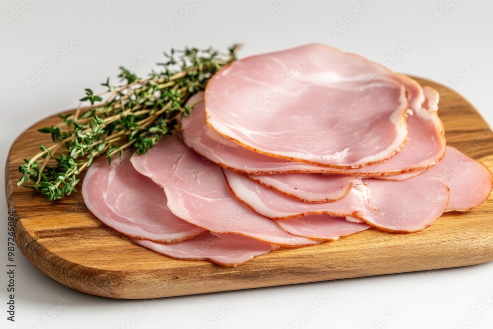 Turkey ham Campana few slices over board , ai Turkey ham Campana few slices over board , ai