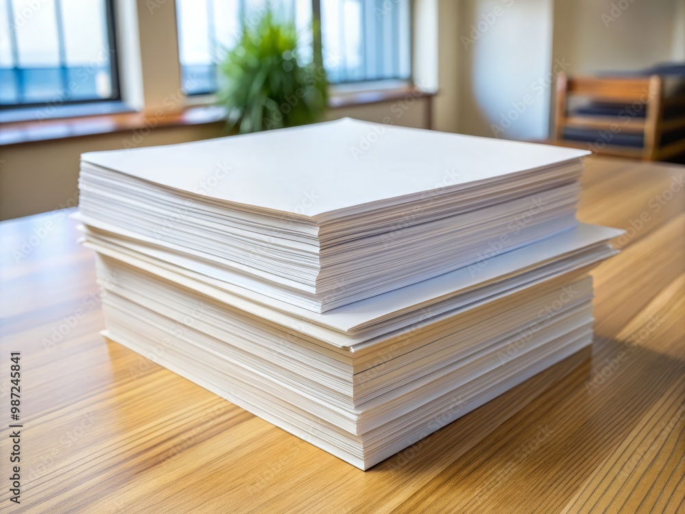 Stack of blank paper in B5 size, organized and ready for use in office or home settings Stack of blank paper in B5 size, organized and ready for use in office or home settings