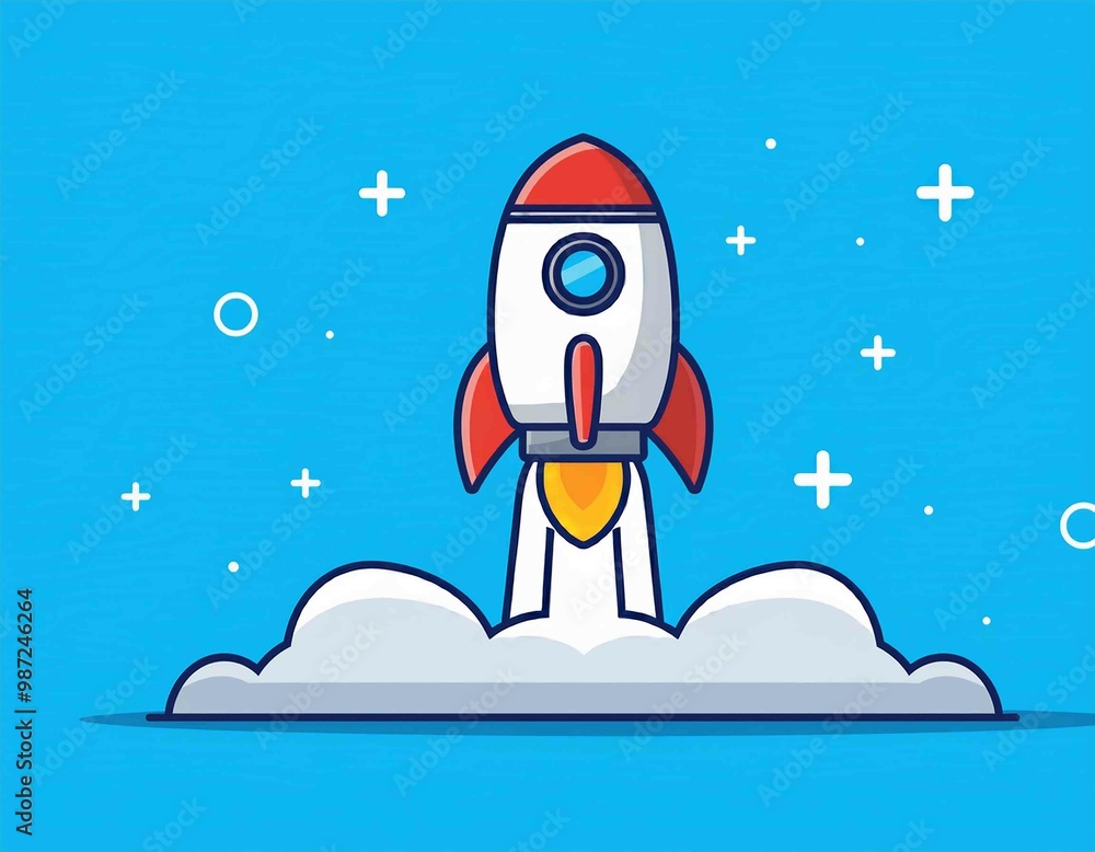 Rocket Launching Cartoon Vector Icon Illustration Rocket Launching Cartoon Vector Icon Illustration