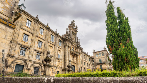 Monastery of San Martin in the historic center of the monumental city of Santiago de Compostela, Galicia, Spain