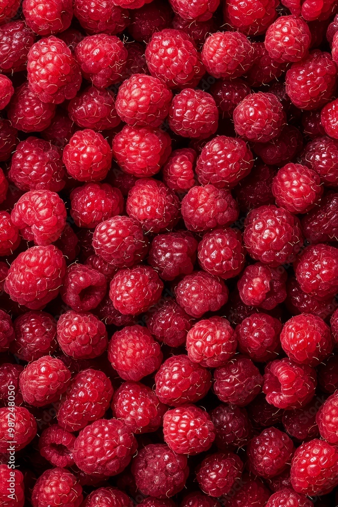 A tight shot of ripe raspberries in a bowl, adorned with water droplets precariously perched atop each juicy berry A tight shot of ripe raspberries in a bowl, adorned with water droplets precariously perched atop each juicy berry