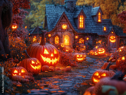 halloween pumpkin in the garden