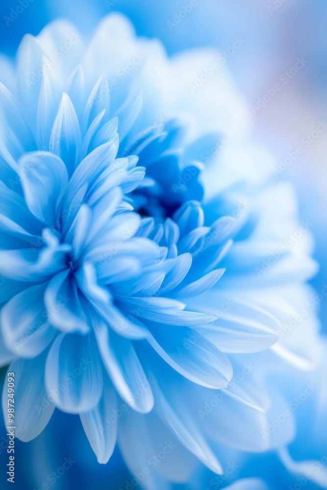 Obraz premium A close-up of a blue flower with a blurred background, featuring the flower in sharp focus in the foreground and the center