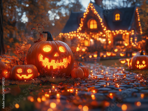 halloween pumpkin in the garden