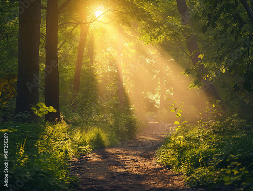 sun rays in the forest
