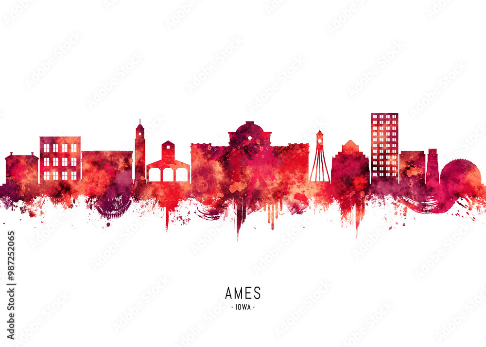 Ames Iowa Skyline Red