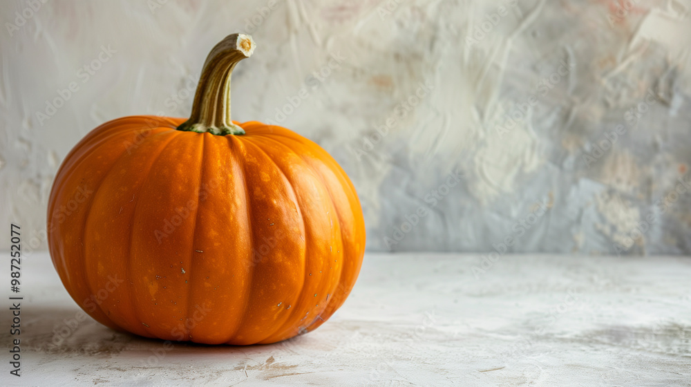 A pumpkin with a smooth surface and a small green stem , light background, pumpkin A pumpkin with a smooth surface and a small green stem , light background, pumpkin