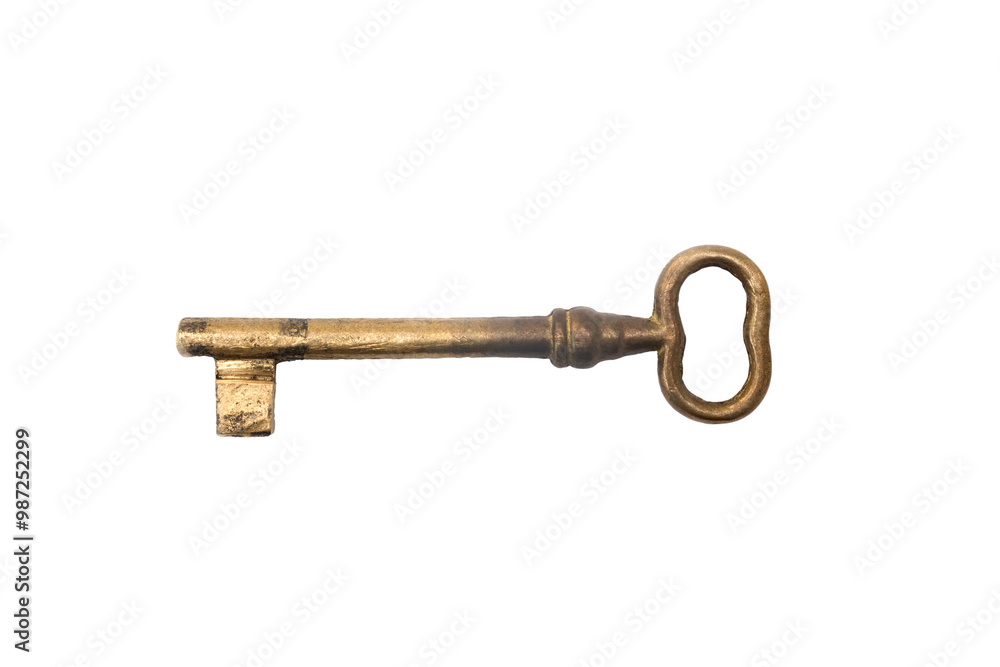 Retro bronze door key isolated on transparent background Retro bronze door key isolated on transparent background