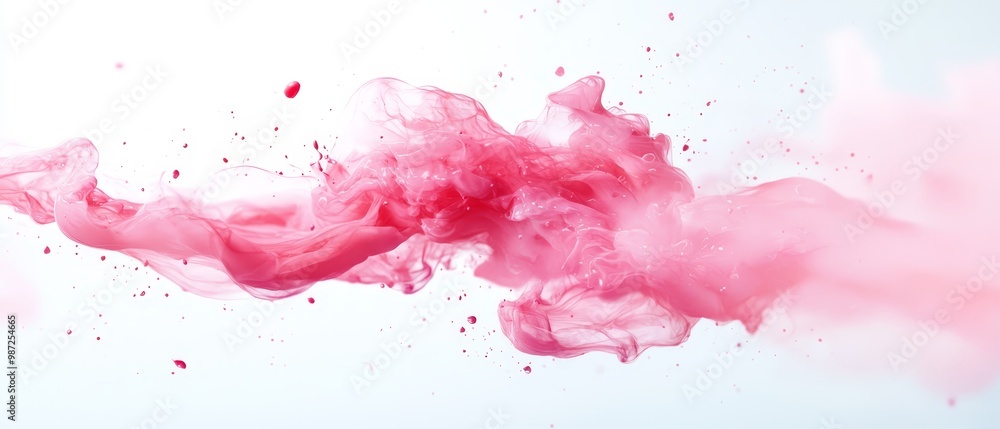 A pink cloud floats against a light blue sky, its center filled with more intensive pink substance A pink cloud floats against a light blue sky, its center filled with more intensive pink substance
