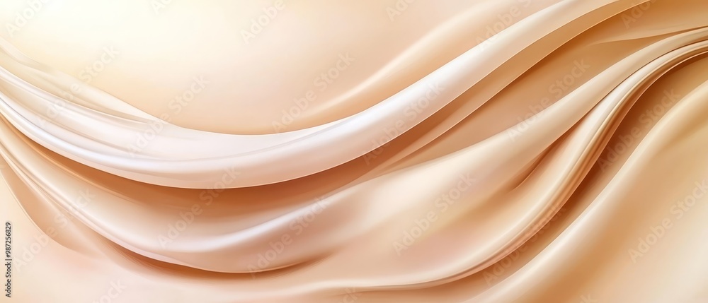 Fototapeta premium A tight shot of beige fabric featuring a white strip and a lighter brown stripe at its base