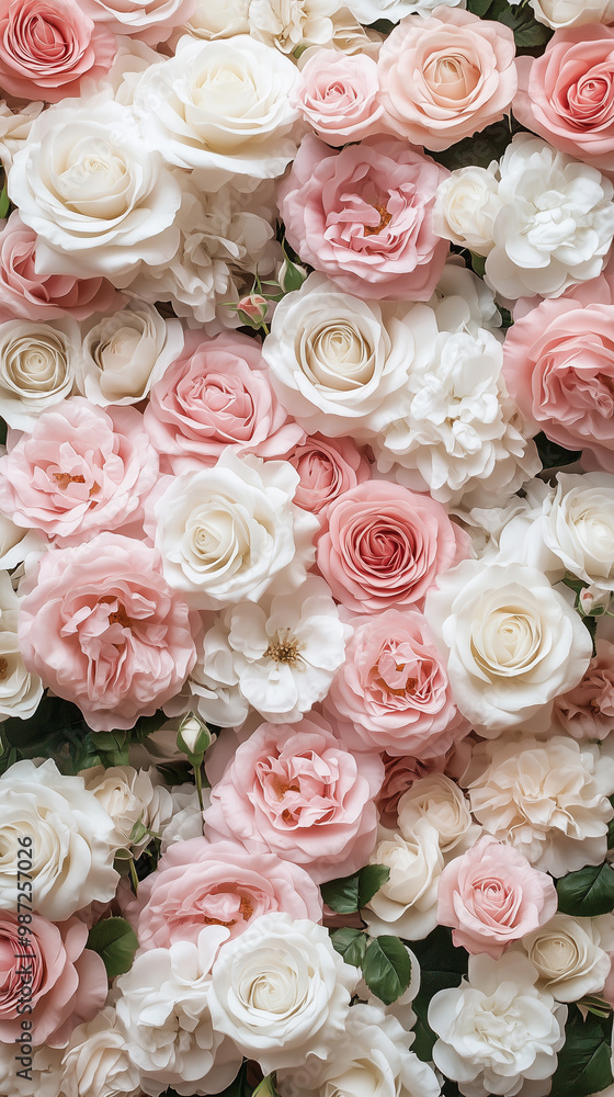 A Vibrant Collection of Pink and White Roses Creates an Elegant Floral Display for an Event A Vibrant Collection of Pink and White Roses Creates an Elegant Floral Display for an Event