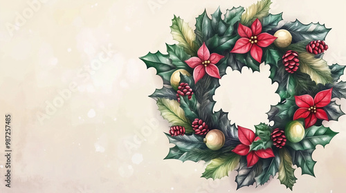 Beautiful Christmas wreath decorations photo