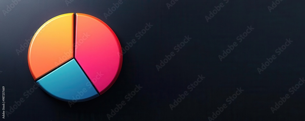 Bright neon pie chart on a black background, with glowing segments representing different data categories in high contrast Bright neon pie chart on a black background, with glowing segments representing different data categories in high contrast