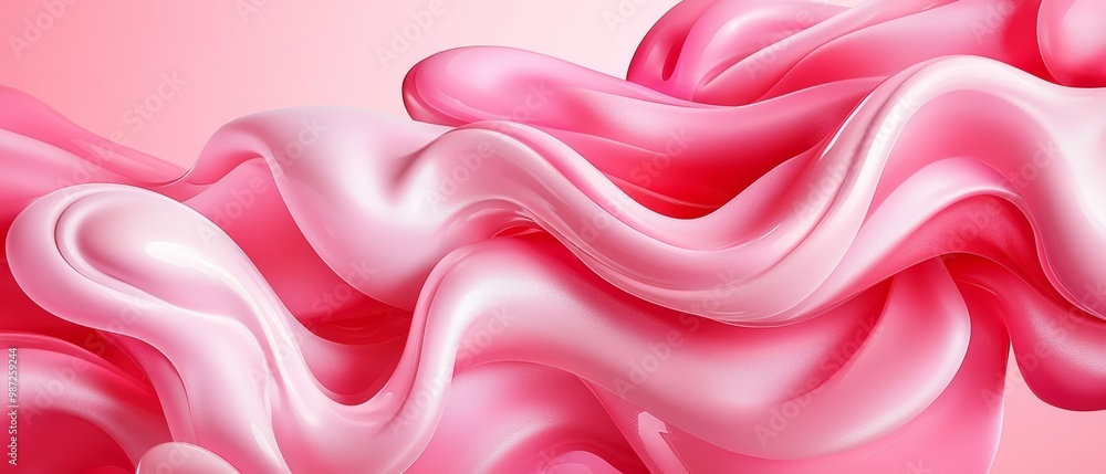Fototapeta premium A tight shot of a pink-white backdrop, adorned with undulating waves at the top and base