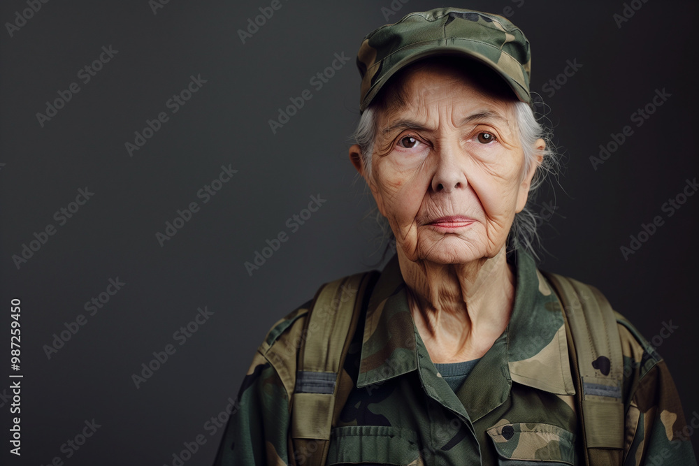 Female War Veteran in uniform showcasing her distinguished military career with pride on War Veterans Day observance Female War Veteran in uniform showcasing her distinguished military career with pride on War Veterans Day observance