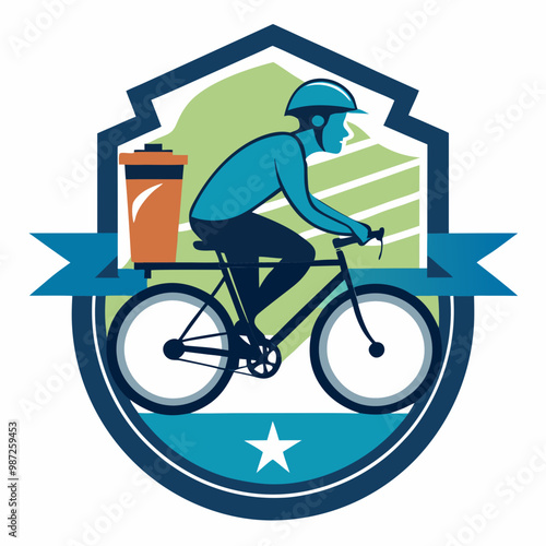 Express Delivery Service, Male Courier Delivering Fast Food Meal on Bicycle Cartoon Style Vector Illustration stock illustration