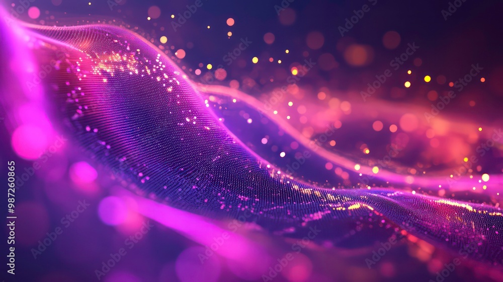 Abstract purple and gold wave with bokeh background. Abstract purple and gold wave with bokeh background.