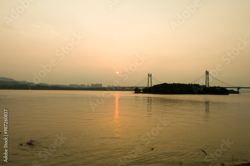 Fog scenery of Xiaodongjiang River in Chenzhou City, Hunan Province, China