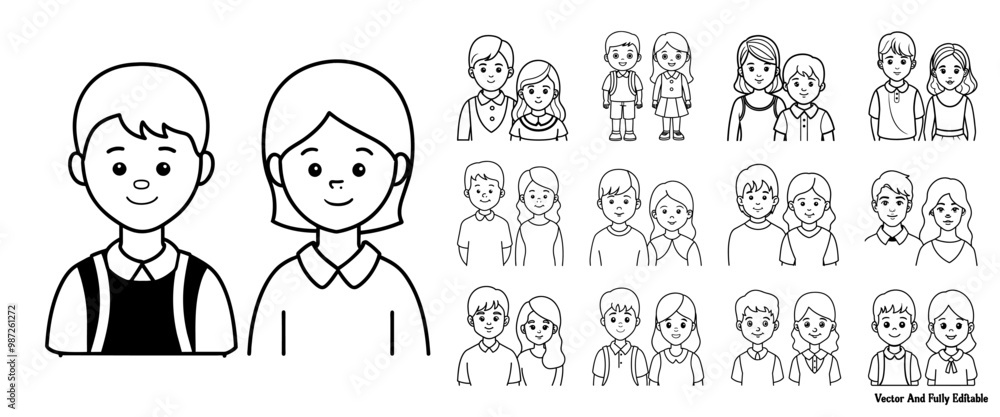 black and white minimal outline and silhouette vector character design black and white minimal outline and silhouette vector character design