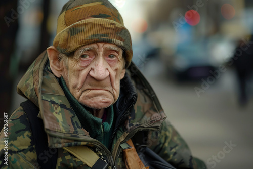 War Veteran on the Street depicting the reality of homeless US veterans facing poverty and hardship after military service