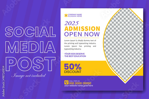 Creative school education admission social media post design template