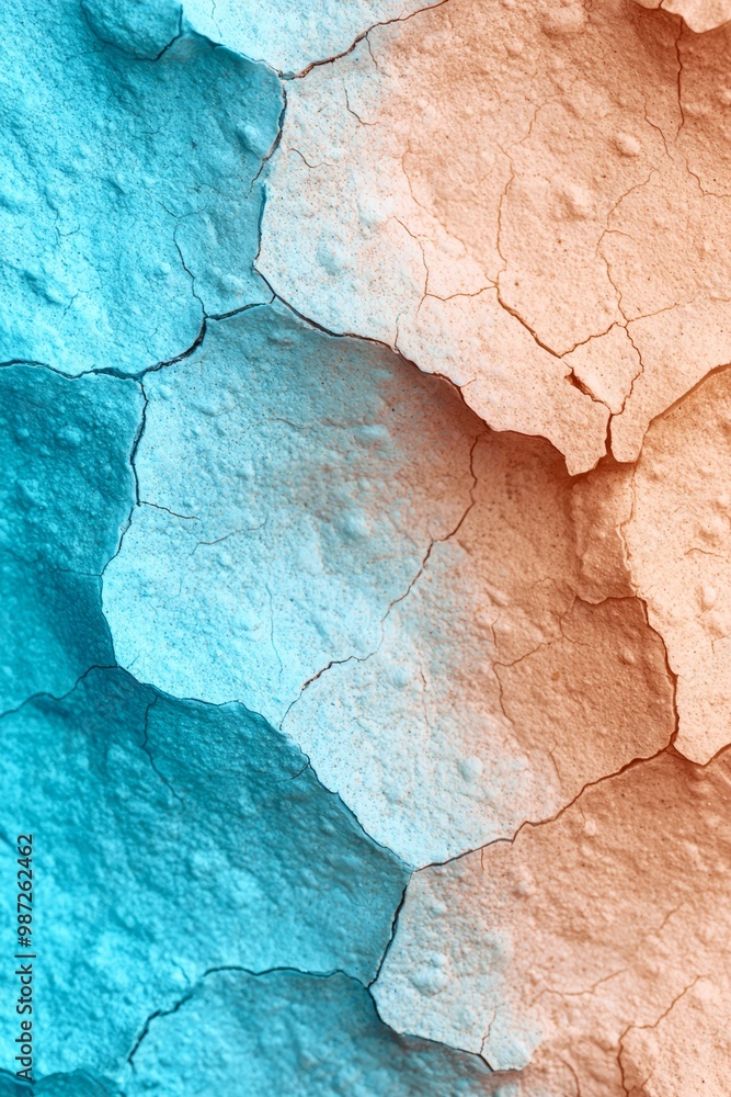 Naklejka premium blue-and-white wall with cracks visibly present in its mid