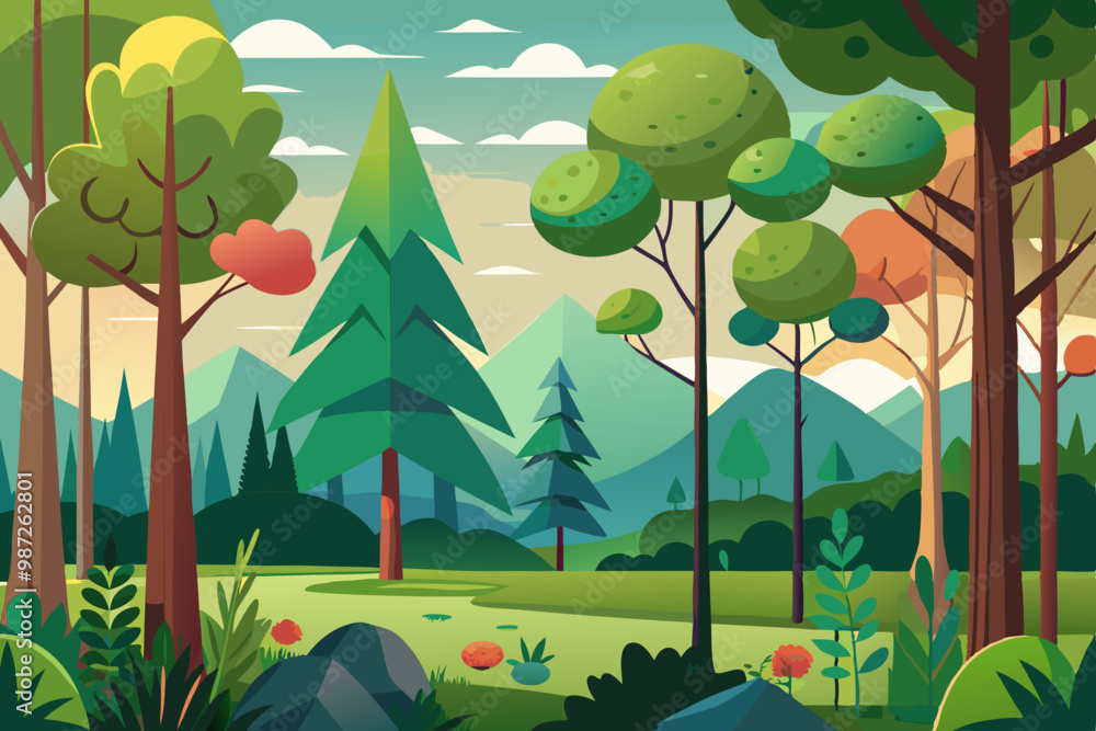 Clear turquoise mountain lake view. Rocky mountains on the river bank. Dawn or sunset in the mountains above the lake stock illustration Clear turquoise mountain lake view. Rocky mountains on the river bank. Dawn or sunset in the mountains above the lake stock illustration