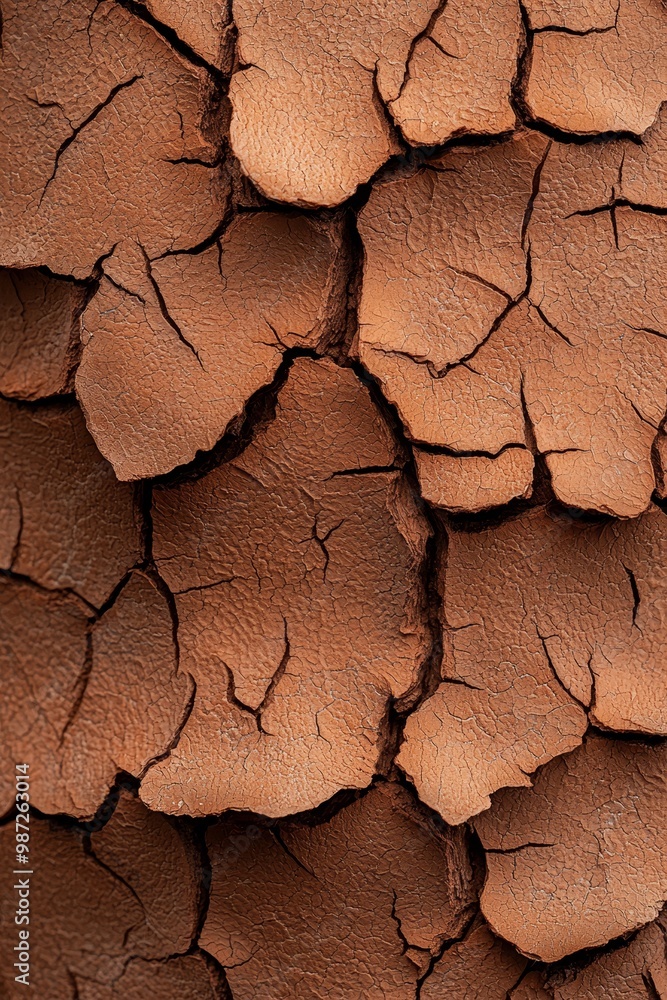 A detailed shot of a clay wall's texture, featuring intricate browns and tans, intersected by cracks running down the middle A detailed shot of a clay wall's texture, featuring intricate browns and tans, intersected by cracks running down the middle