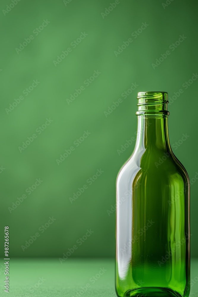 A green bottle sits atop a green table, surrounded by green walls in front and behind A green bottle sits atop a green table, surrounded by green walls in front and behind