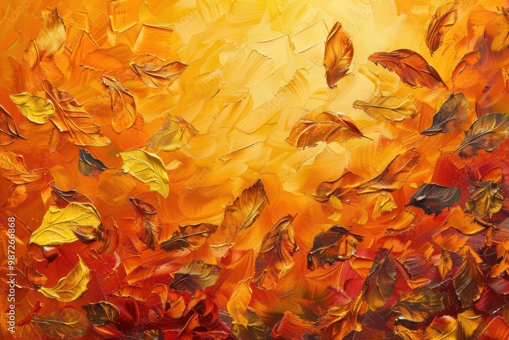 Autumn Breeze Abstract: Vibrant Swirling Brushstrokes in Shades of Orange, Yellow, and Gold Autumn Breeze Abstract: Vibrant Swirling Brushstrokes in Shades of Orange, Yellow, and Gold