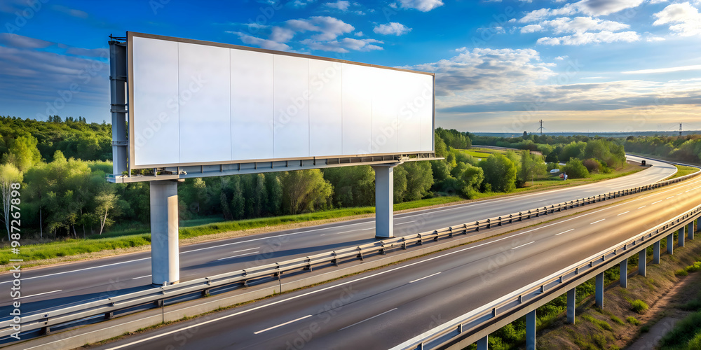 Obraz premium Travel advertising billboard mockup on highway, travel, advertising, billboard, mockup, highway, road, journey