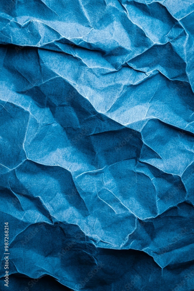 Obraz premium A tight shot of blue paper showcasing a wavy texture at its bottom edge