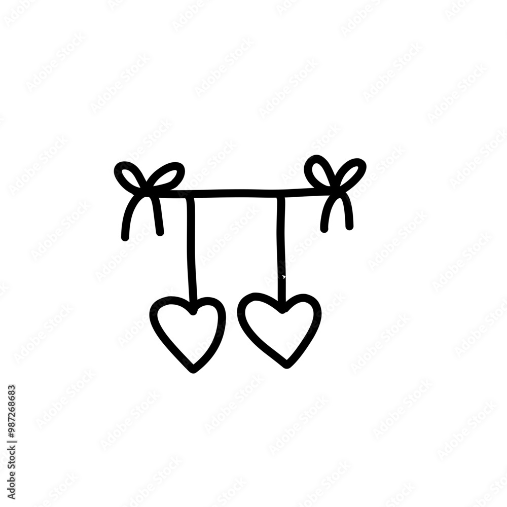 hanging heart line icon