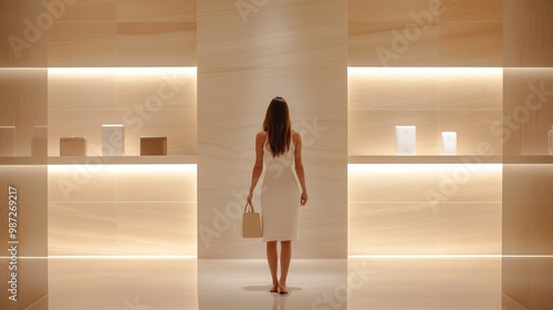 Wallpaper Mural Elegant Woman in Minimalist Gallery Setting Torontodigital.ca