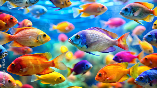 Magical close-up image of colorful tropical fish swimming in crystal clear water, tropical, fish, underwater, marine life, vibrant