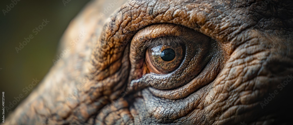 A tight shot of an elephant's eye, the surrounding skin softly out of focus A tight shot of an elephant's eye, the surrounding skin softly out of focus