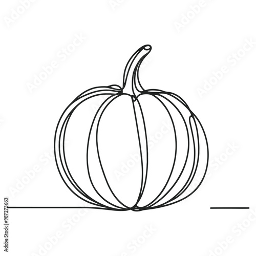 Minimalist oneline pumpkin drawing  simple autumn illustration